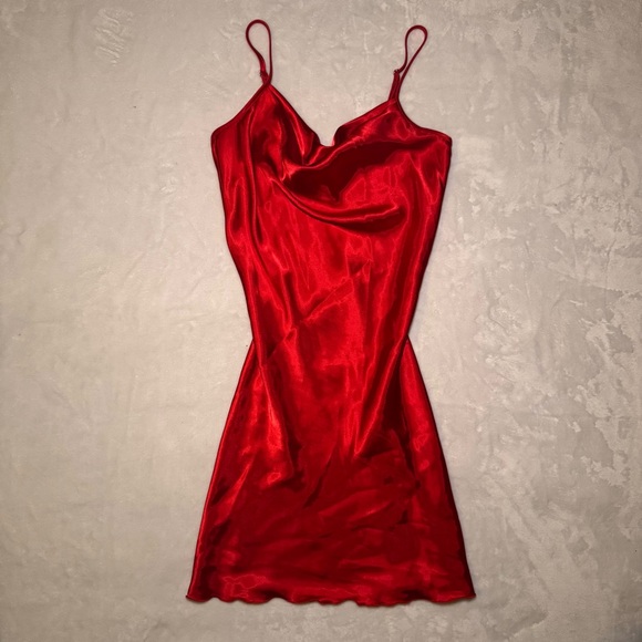 bebe Dresses & Skirts - 2000s bebe Sexy Red Mini Dress with Cowl Neck